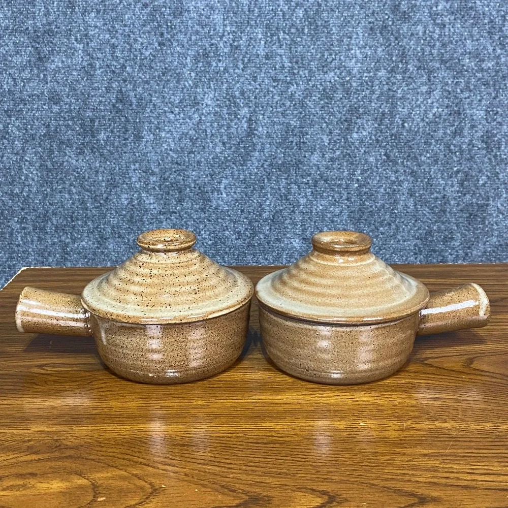 Stone Wave Microwave Cooker Set 2 Stoneware Pots‎ w Recipe Book